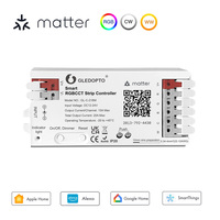 Matter WiFi Smart RGB+CCT LED Controller Dimmable DC 12V 24V COB RGBCW Strip Light for Homekit Alexa Smartthings Home Assistant
