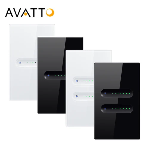 AVATTO Tuya WiFi/ZigBee 1/2 Gang interruptor atenuador inteligente, interruptor de luz atenuador Panel táctil aplicación remota Control para Alexa Google Home