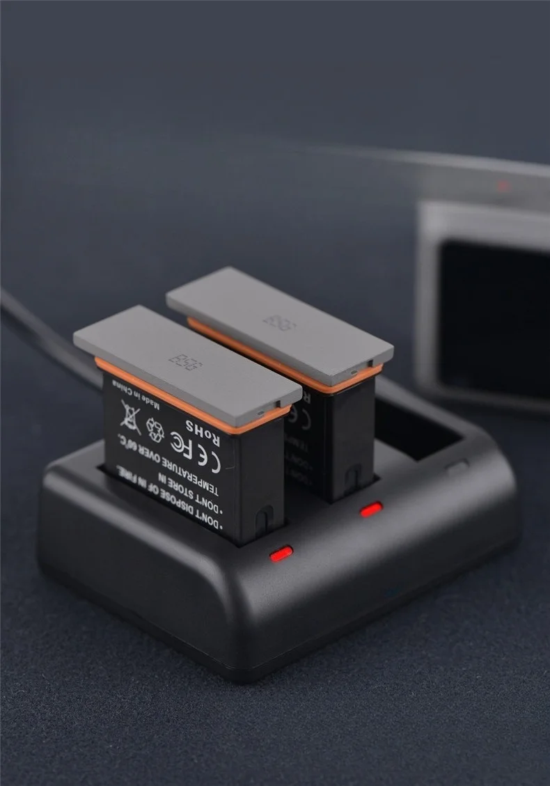 5 قطعة بطارية وسعة 1220 مللي أمبير في الساعة AB1 ومجموعة شاحن لـ DJI OSMO Action 1 قاعدة شحن سريعة مزدوجة الفتحة مع مؤشرات LED