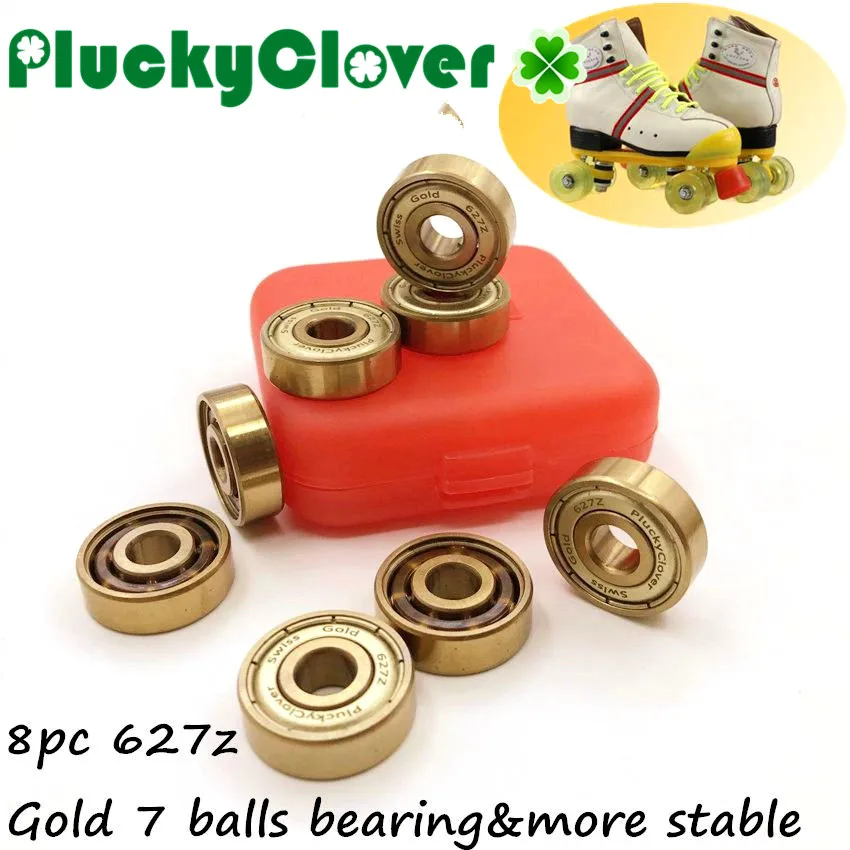 8pcs Golden 627z Bearing Swiss 7x22x7mm Abec9 Gcr15 Quad Skate Artistic Skates Shoe Derby Roller Hockey  Rollerski Bearing 627