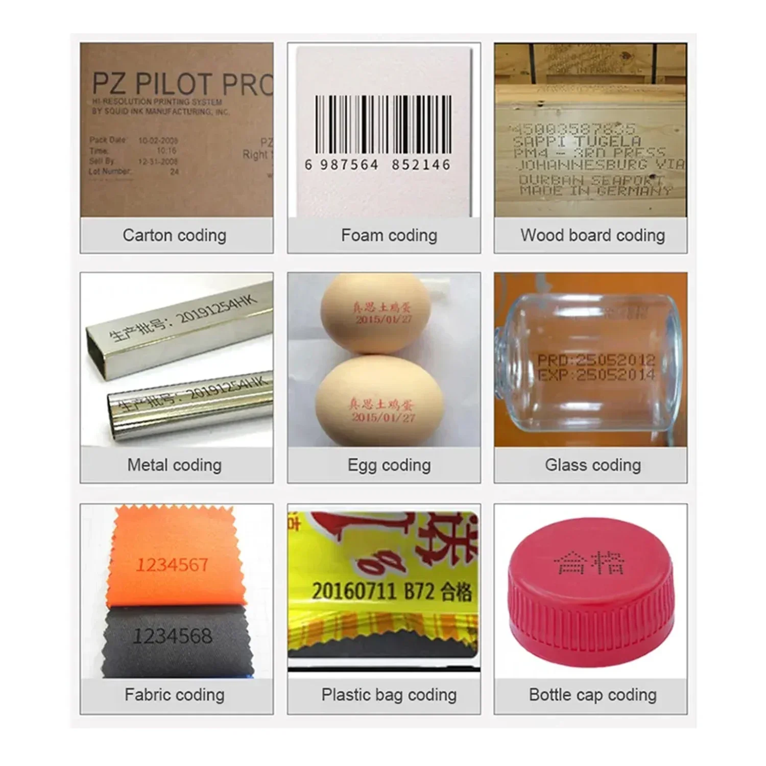 EURANNIT Industrial Inkjet Printer 0.5 / 1 inch Nozzle Touch Screen QR Barcode Serial Number Logo Date Code Printer