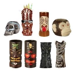 Tiki mugs cocktail Ceramic Tiki Tumblers - tiki bar professional drinkware - hawaiian party barware