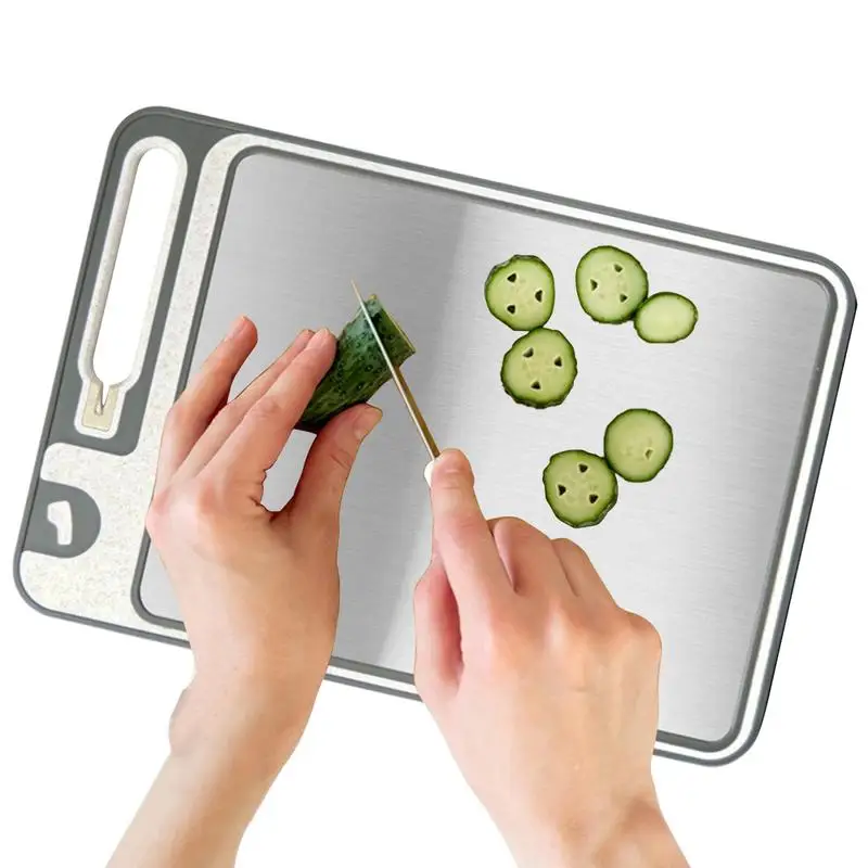 

Cutting Board For Meat Non-Stick Chopping Board Stainless Steel Reversible Dishwasher Safe Kitchen Tools With Sharpener For