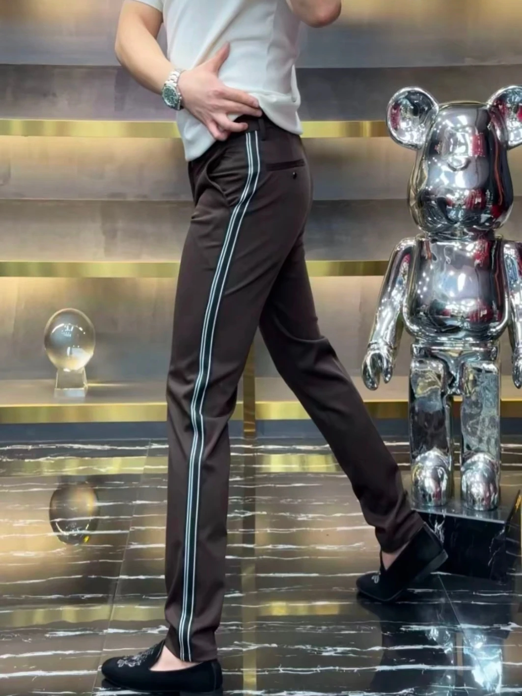 

Мужские повседневные брюки Slim Fit: модные, удобные, весенне-осенние, новинка, элегантные, универсальные, антибактериальные, стандартной толщины