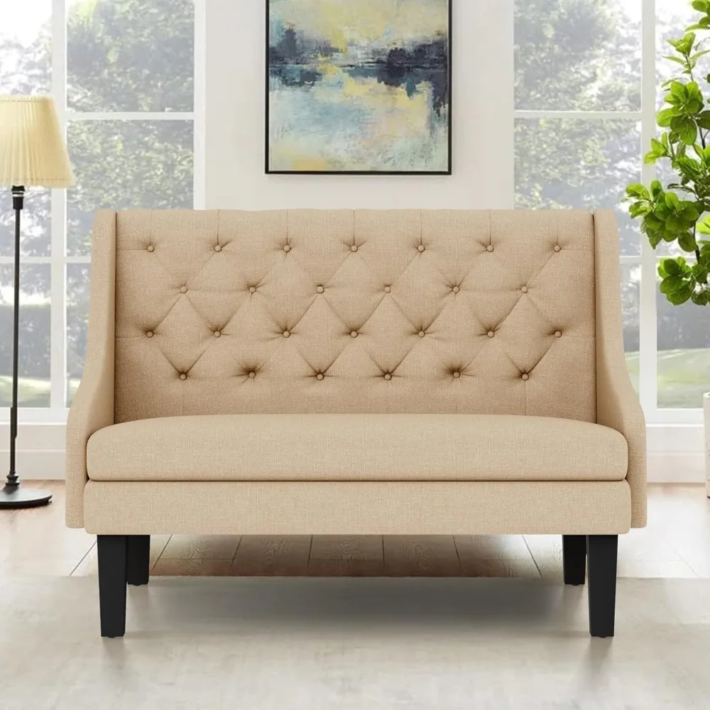 Settee Bench with Back for Dining Room Living Room Entryway Modern Upholstered Banquette Button Tufted Loveseat Sofa