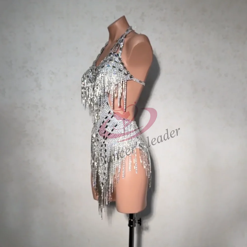 Latin Dance Professional Dress High-end Custom Silver Diamond Cha Cha Cha Tango Female Standard Stage Professional Clothing