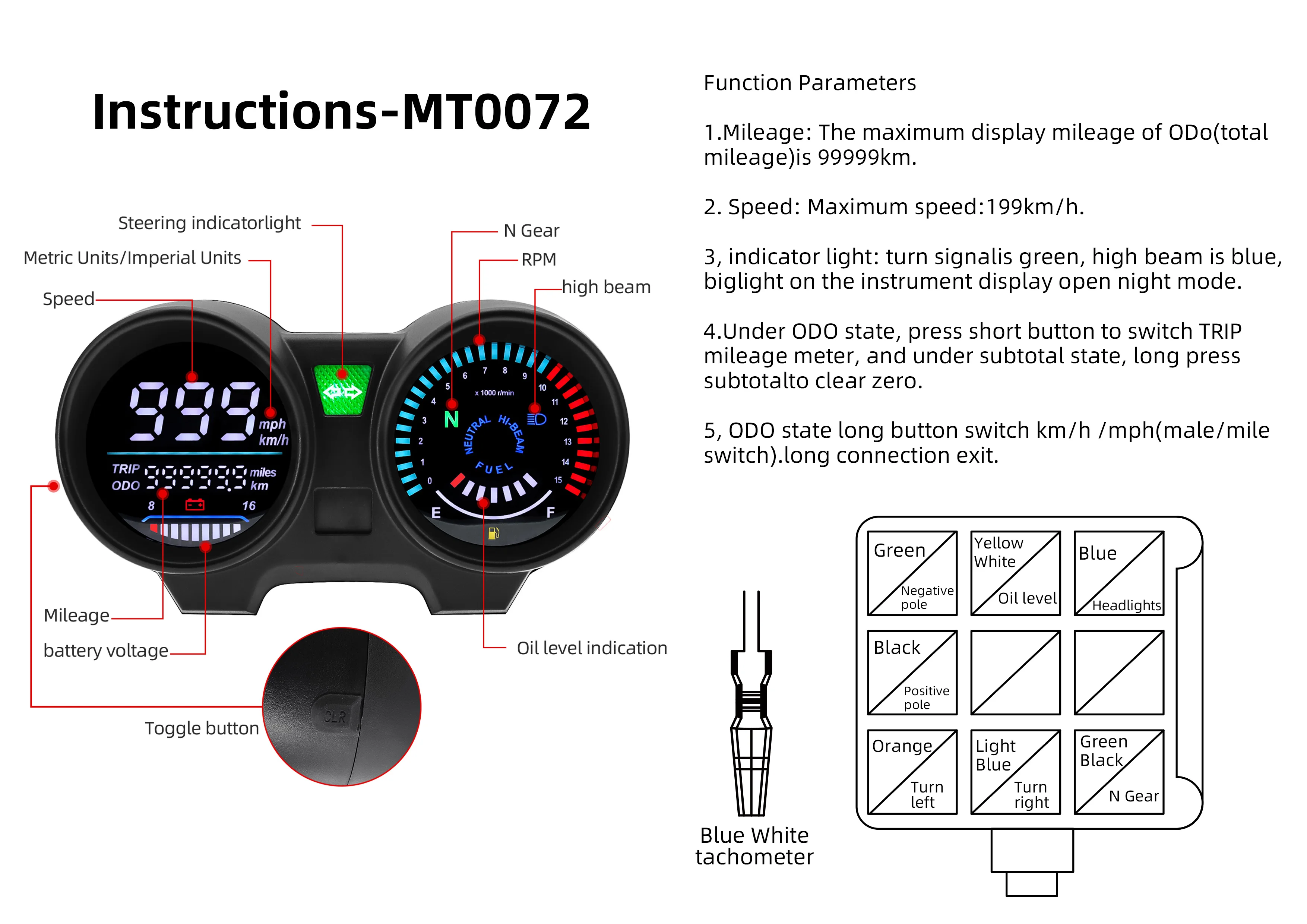 for Brazil Titan 150 Motorcycle Instruments Digital Dashboard Panel LED Electronics RPM Tachometer Speed for Honda Most Motor