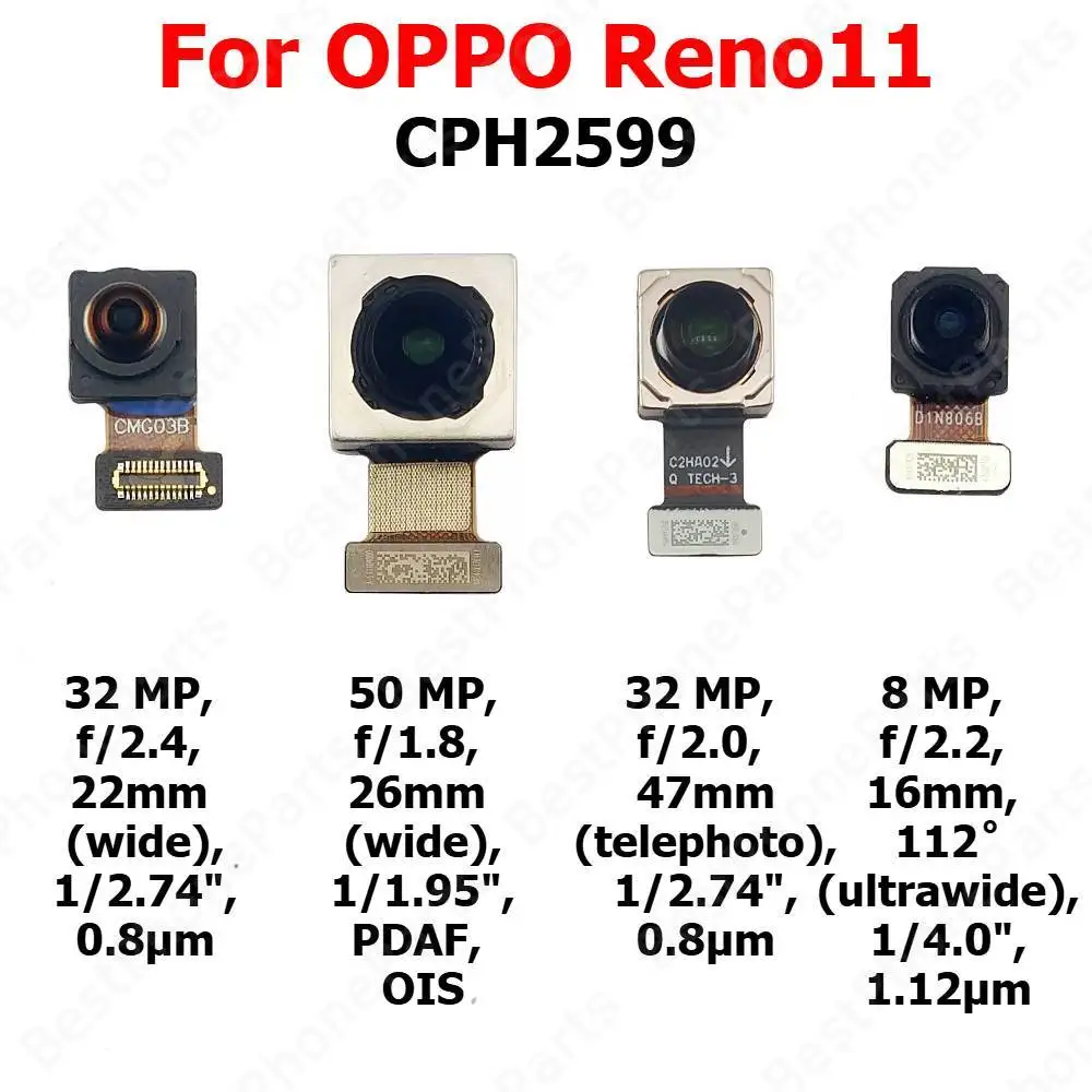 

Задняя передняя камера для OPPO Reno11 Reno 11 5G, задняя часть, передняя камера для селфи, модуль задней камеры, запасные части для мобильного телефона