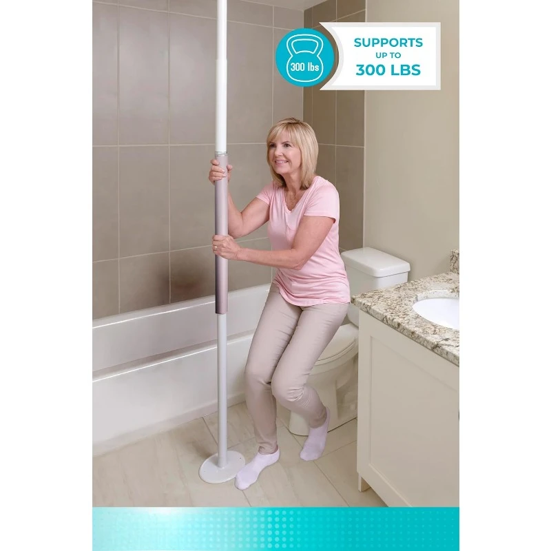 Tension Mounted Security-Pole, Elderly Floor to Ceiling Transfer-Pole for Seniors, Bathroom Grab Bar Stability