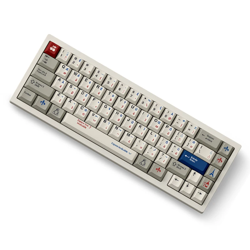 FBB Keycaps French Retro Style PBT Key Cap For PC Computer DIY Accessories 61/68/84/87/96/100/104/108 Keys Mechanical Keyboard