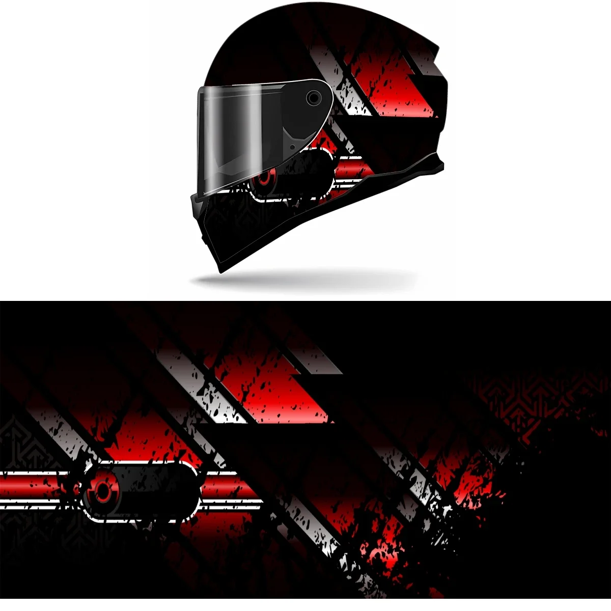 Abstract Red Black Full Helmet Wrap Sticker Motorcycle Helmet Racing Graphic Decal Vinyl Wrap Helmet Decor Sticker