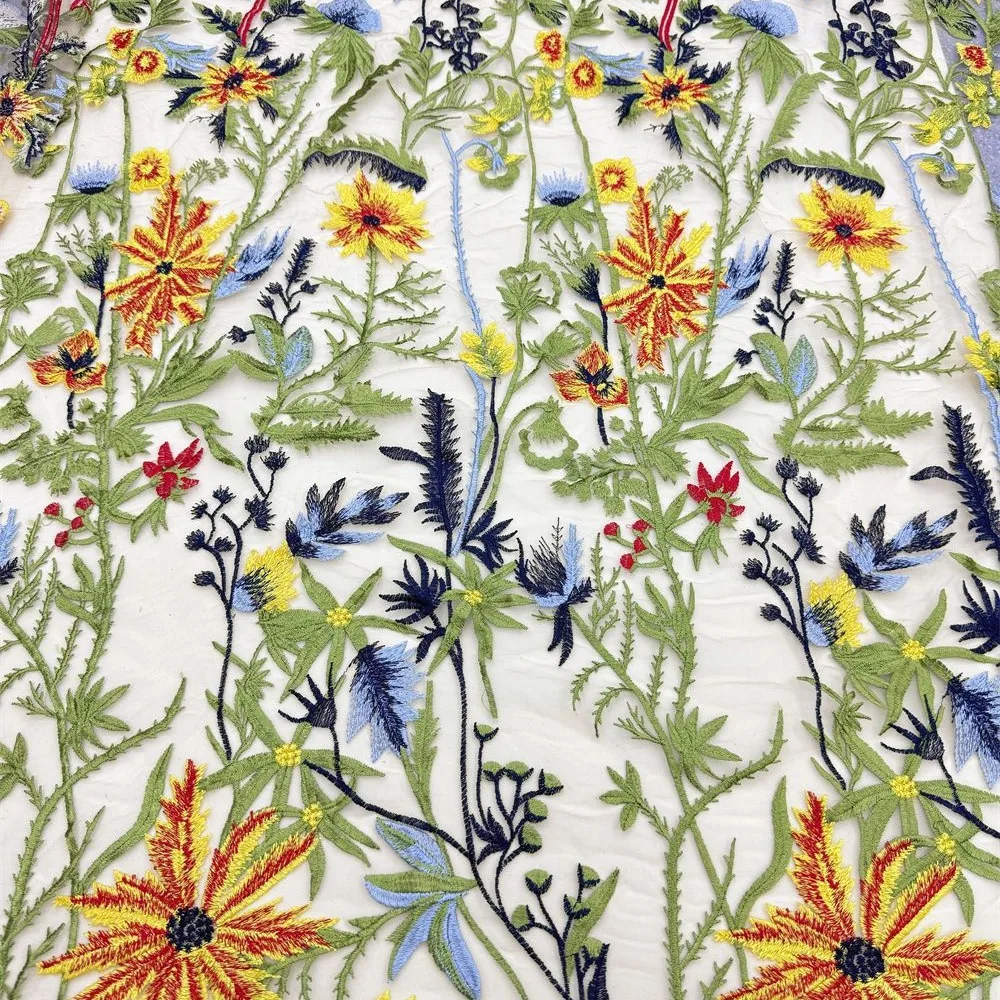 French high-quality mesh fabric, African fashionable plant and flower handicrafts, lace, embroidery and embroidery fabric