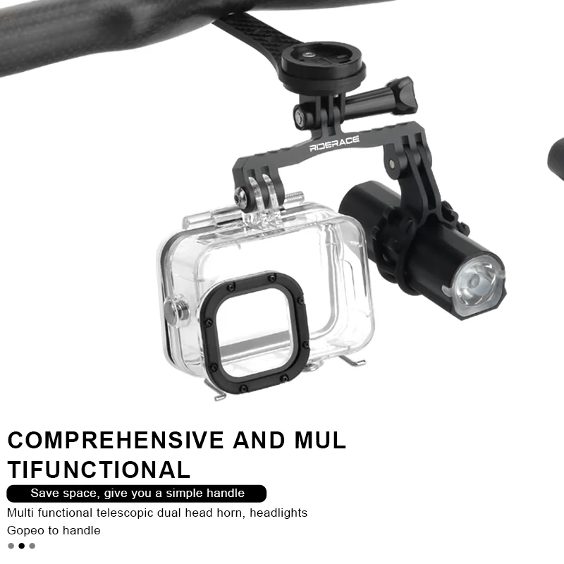 Fahrradcomputer-Halterung Fahrradkamera-Lichthalterung Doppelhalterung aus Aluminiumlegierung für Gopro Hero 11/10/9/8/7/6/5 Ständeradapter – Detail 4