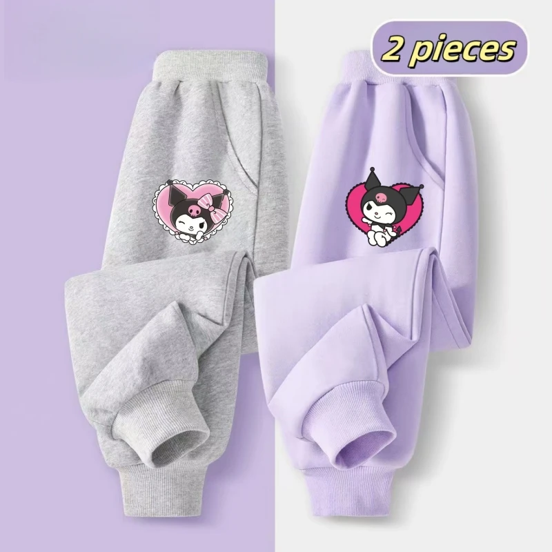 2 قطعة \ مجموعة الخريف طفل الفتيات ملابس الأطفال عارضة الكرتون سانريو كورومي السراويل المطبوعة طفل الرياضة أسفل رياضية #6