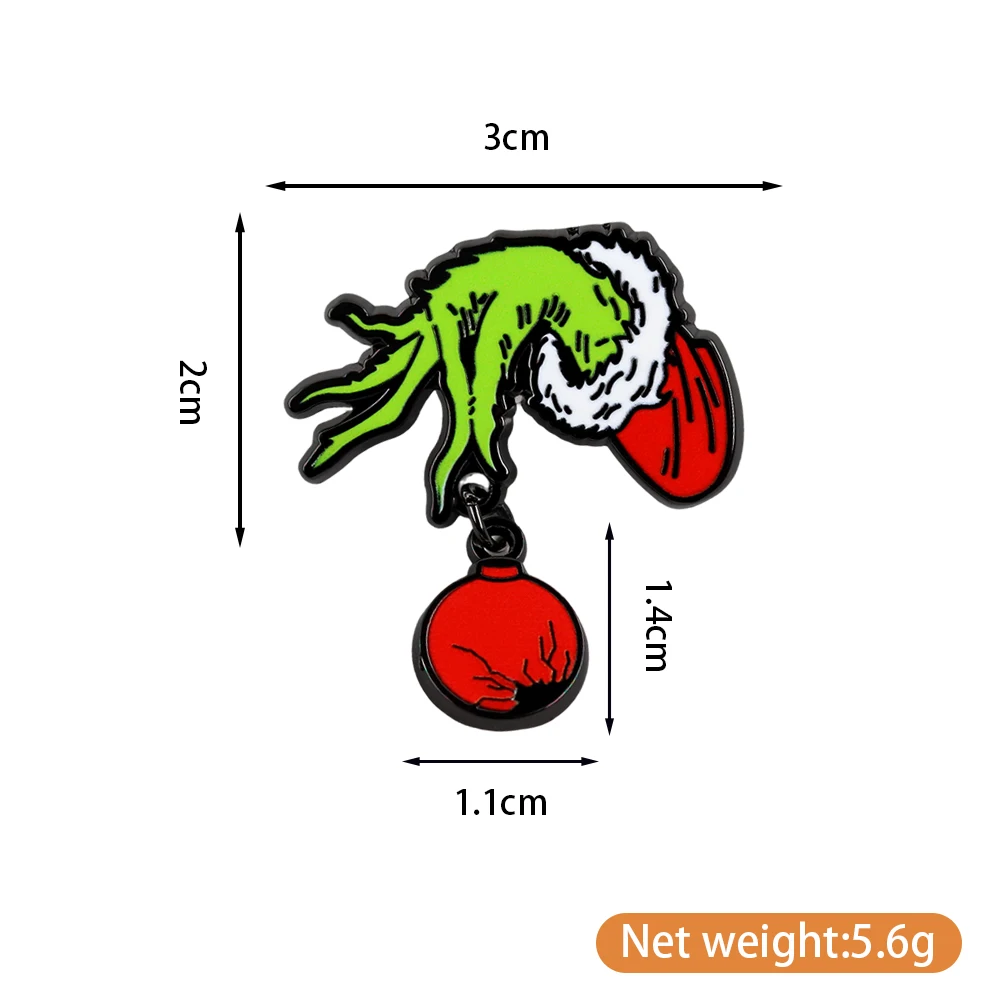 Weihnachtsfilm-Emaille-Pins Lustige Grüne Flauschige Monster-Broschen Dekorative Abzeichen Anstecknadeln Rucksack-Accessoires Fan-Geschenke – Detail 3