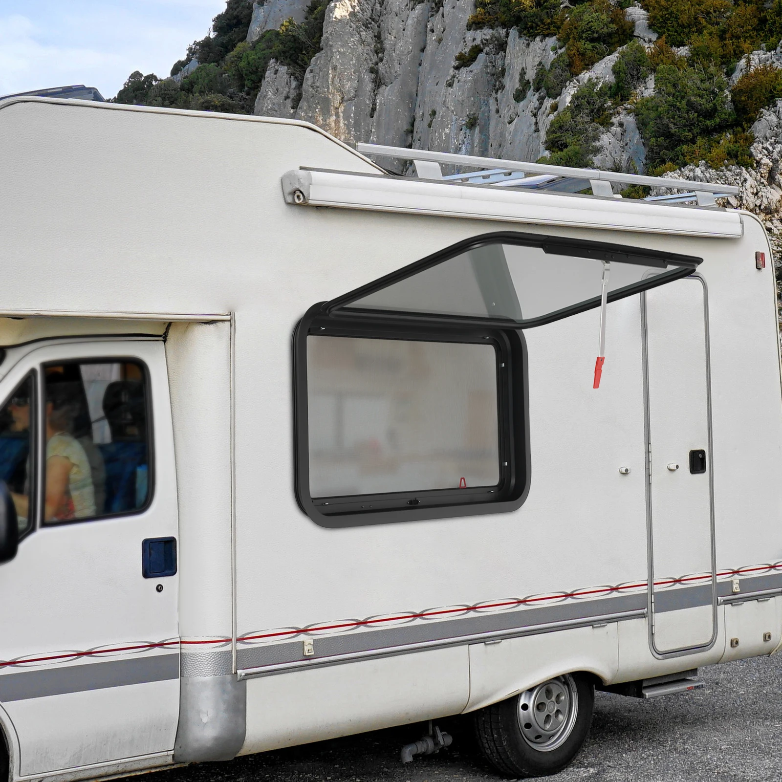 نافذة خروج الطوارئ RV تصميم فتحة علوية من سبائك الألومنيوم مع أداء إغلاق ممتاز #4