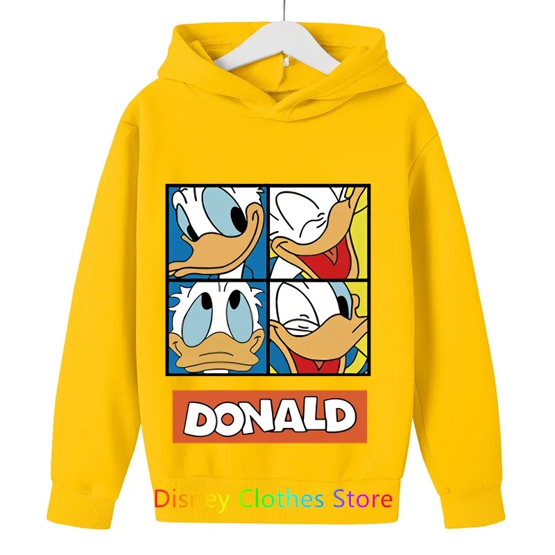 Sweatshirt Children\'s hoodie Cartoon print Mickey Donald Duck Children\'s sportswear Boys Girls hooded crewneck graffiti top