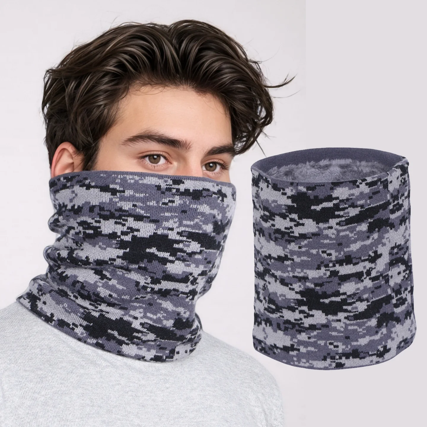 Winter Thickened Neck Cover Men's Warm Camouflage Neckerchief Outdoor Windproof Cover Mask Scarf Knit Women Neck Gaiter Muffler