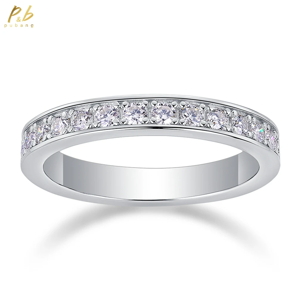 

PuBang Fine Jewelry 100% 925 Sterling Silver 3EX VVS1 D Color 2 MM Real Moissanite Diamond Gems Row Ring for Women Wedding Band