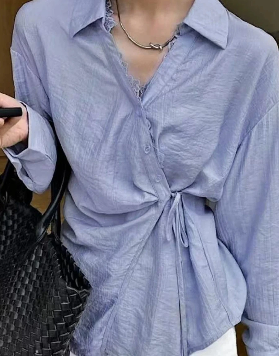 

Tie up Top Women's Loose Fit Breathable Polyester Autumn Spring Open Cardigan