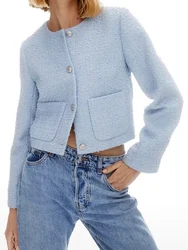 New autumn women's clothing European and American style French design sense fashion woolen round neck outer wear
