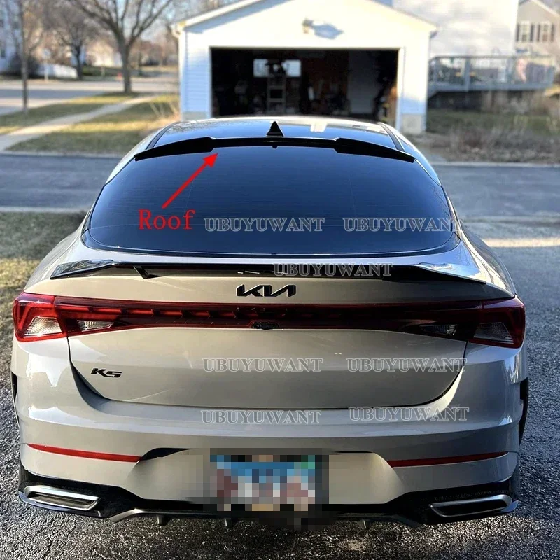 For KIA K5 Optima 2020 2021+ NEW K5 Spoiler High ABS Plastic Gloosy Black Roof Spoiler Car Tail Wing Decoration V Style