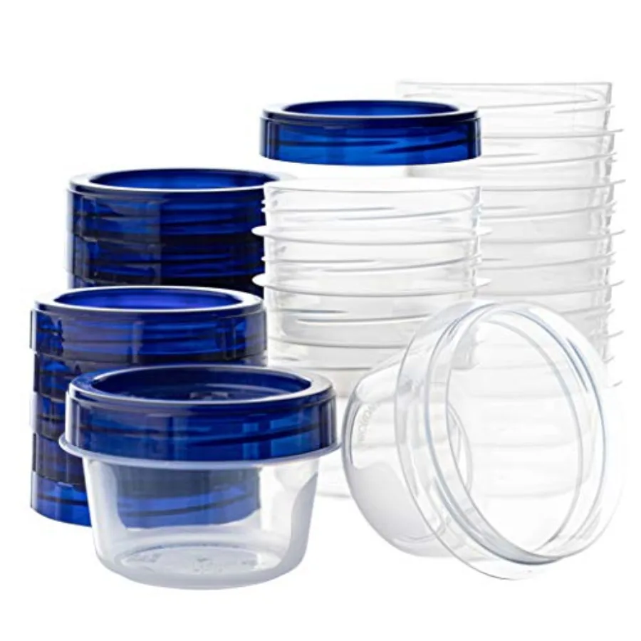 

1 Pack] Twist Top Deli Containers Clear bottom With blue Top Twist on Lids Reusable Stackable Food Storage Freezer Container Pa