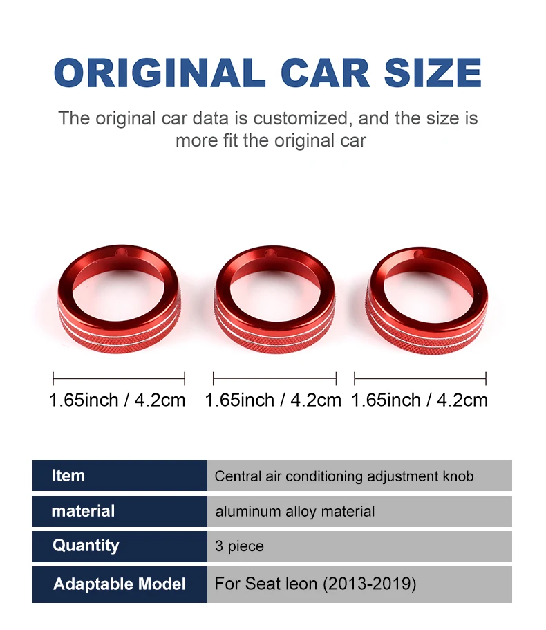 Aluminiumlegierung für SEAT Leon MK3 2013 2014 2015 2016 2017 2018 2019 Auto Mittelkonsole Luftreglerknopf Ring Innenabdeckung – Detail 10