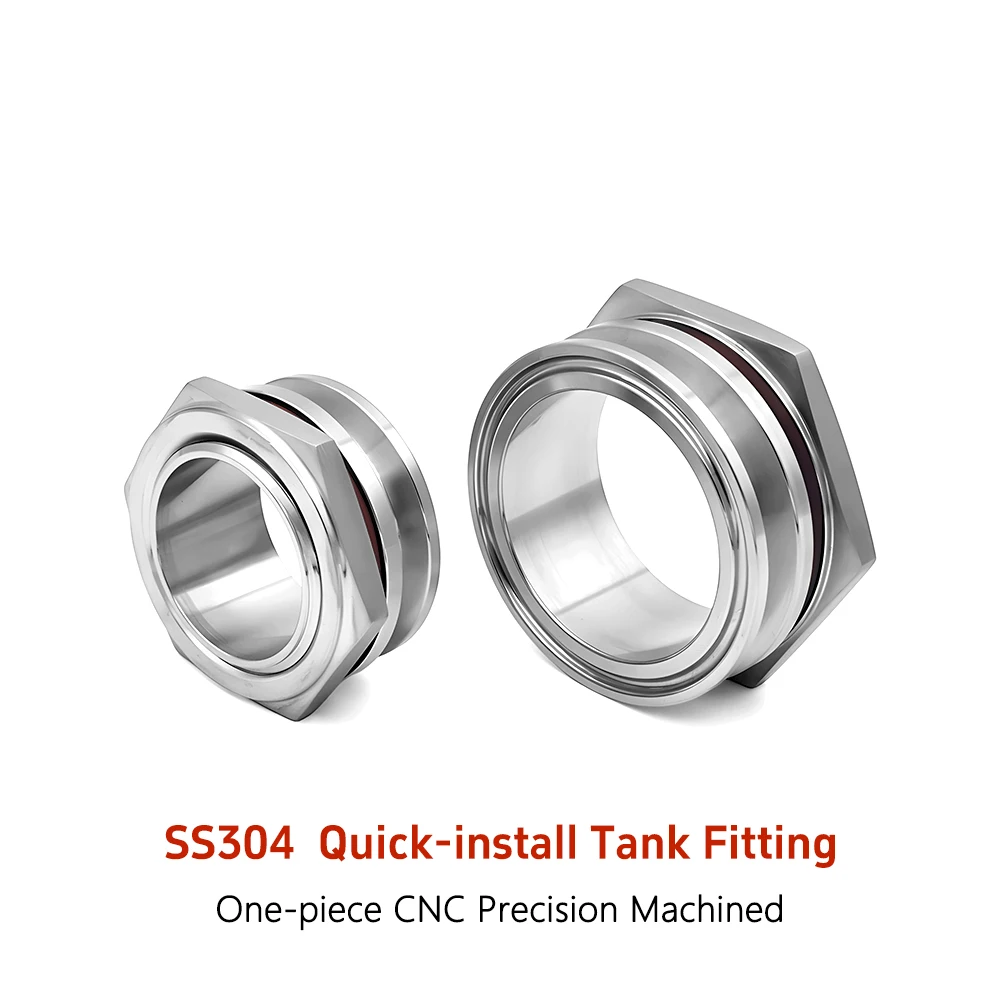 Sanitary Food Grade 304 Stainless Steel Quick-install Tank Bulkhead Fitting 1.5\