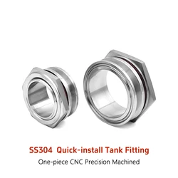 Sanitary Food Grade 304 Stainless Steel Quick-install Tank Bulkhead Fitting 1.5