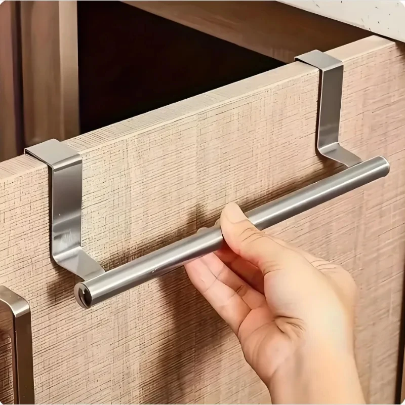 

Stainless Steel Towel Rack Kitchen Cabinet Door Towel Bar Bathroom Hanging Towel Hooks Home Storage Organizer Shelf