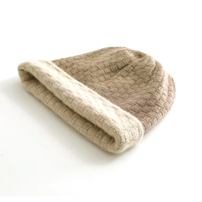 

Sparsil 100%Pure Cashmere Hat Women Winter Warm Thick 2 Layer Wool Beanies 2 Side Wearable Bonnet Hats Beanie y2k Skullies Caps