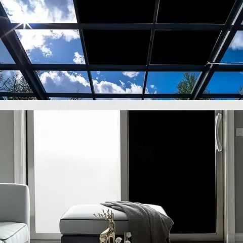 Svart ogenomskinlig självhäftande glasfilm, UV-skydd, helt mörkläggningsbar självhäftande fönsterfilm, 100 % glasklistermärke för kontor och hem 10 best sales fönster sekretessdekal - №6
