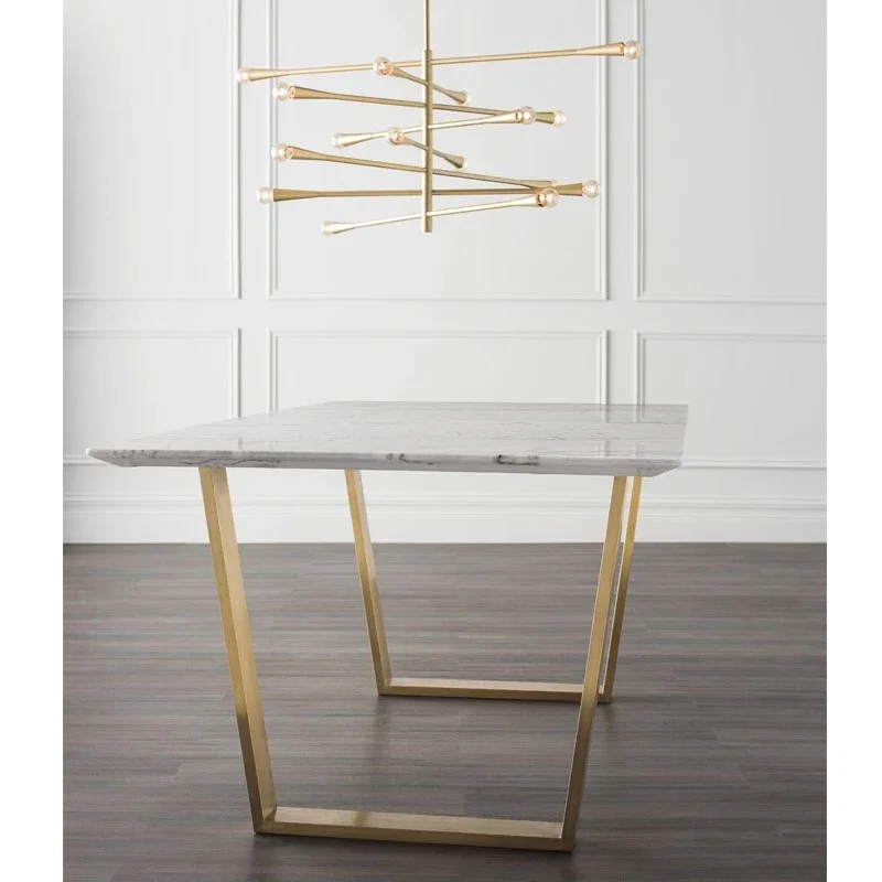 بانسوارا رخام أبيض مع طاولة طعام للمنزل والمطاعم ذات أرجل ذهبية