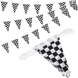 Hanging Flag Black and White Checkered Racing Pennant Banner for Nascar Theme Race Car Birthday Formula 1 Party Decoration Favor