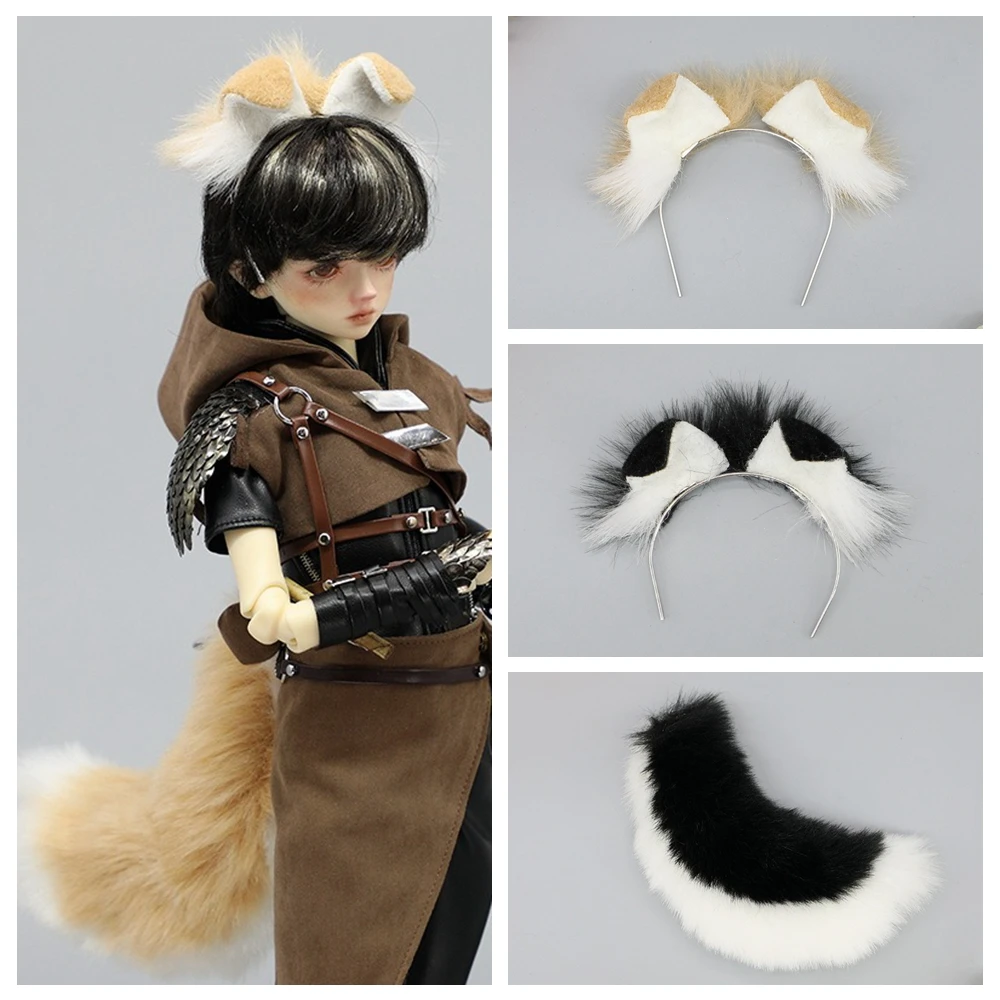 

Furry Dog Ear Anime Cosplays Hair Accessory Animal Ears Headband Cute Plush Headdress for 1/3 1/4 BJD Doll Accessories