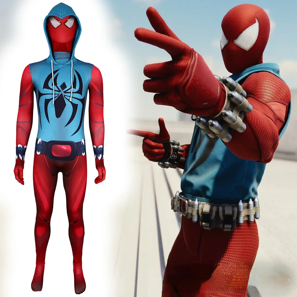 Movie Spider-Man: Across The Spider-Verse Halloween Cosplay Costume Adult Children Jumpsuits Tight Clothing Scarlet Spider Set