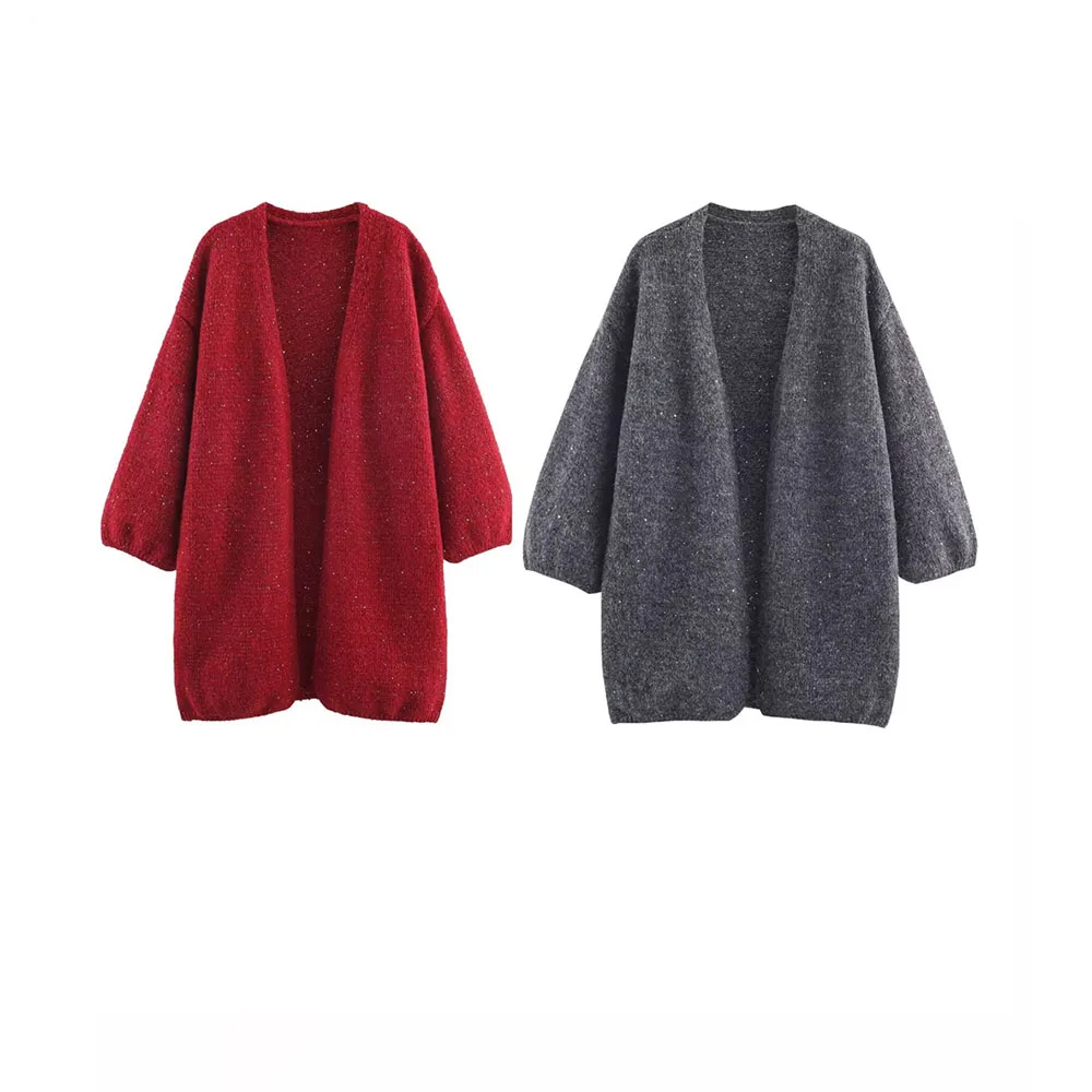 

Autumn and winter new women's clothing French fashion versatile design buttonless knitted cardigan