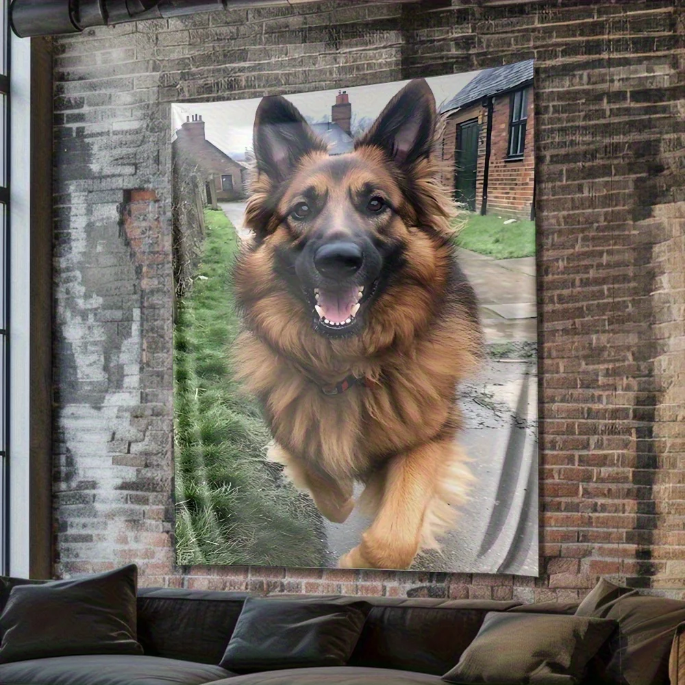 Running German Shepherd Theme Digital printing polyester wall tapestry suitable for use in living rooms bedrooms bars and party