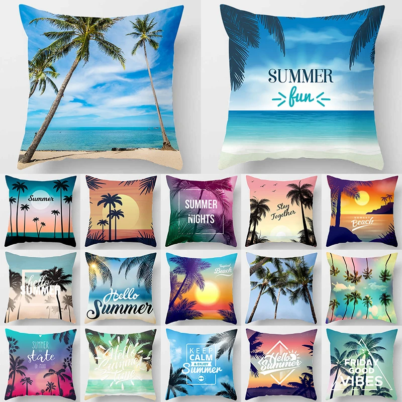 Island Sun Beach Letter Polyester Cushion Cover Throw Pillow Car Home Decoration Sofa Bed Decorative Pillowcase 40822