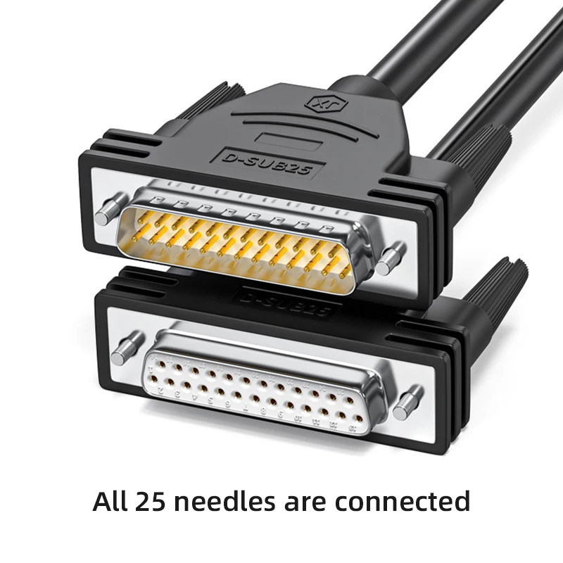 26AWG DB25 Male to Female Extension Wire 25-pin Shielded Connection Cord Pure Copper Parallel Port Line for Computer Data Cable