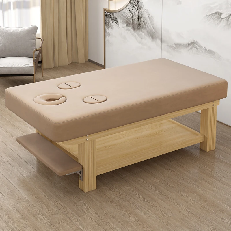 Solid Wood Massage Bed, Premium Beauty Salon Bed with Hand Hole, Thai Massage Bed, TCM Massage Bed, Facial Spa Treatment Table