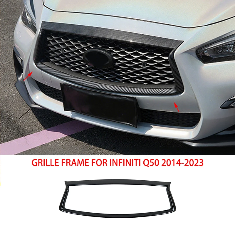 

Car accessories FIT FOR INFINITI Q50 2014-2023 ABS black Sand barrier strip Grille engine hood decoration molding Cover Trim