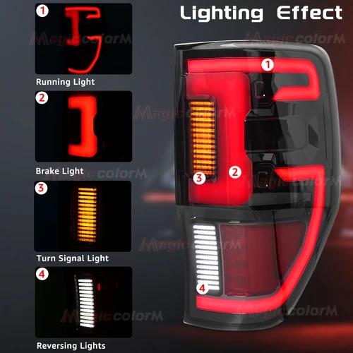 Imagen 2 del producto Luz trasera LED para Ford Ranger T6 T7 T8 2012 2013 2014-2022 Raptor Xl Xlt Wildtrack lámpara de señal de giro de freno luces traseras de marcha atrás