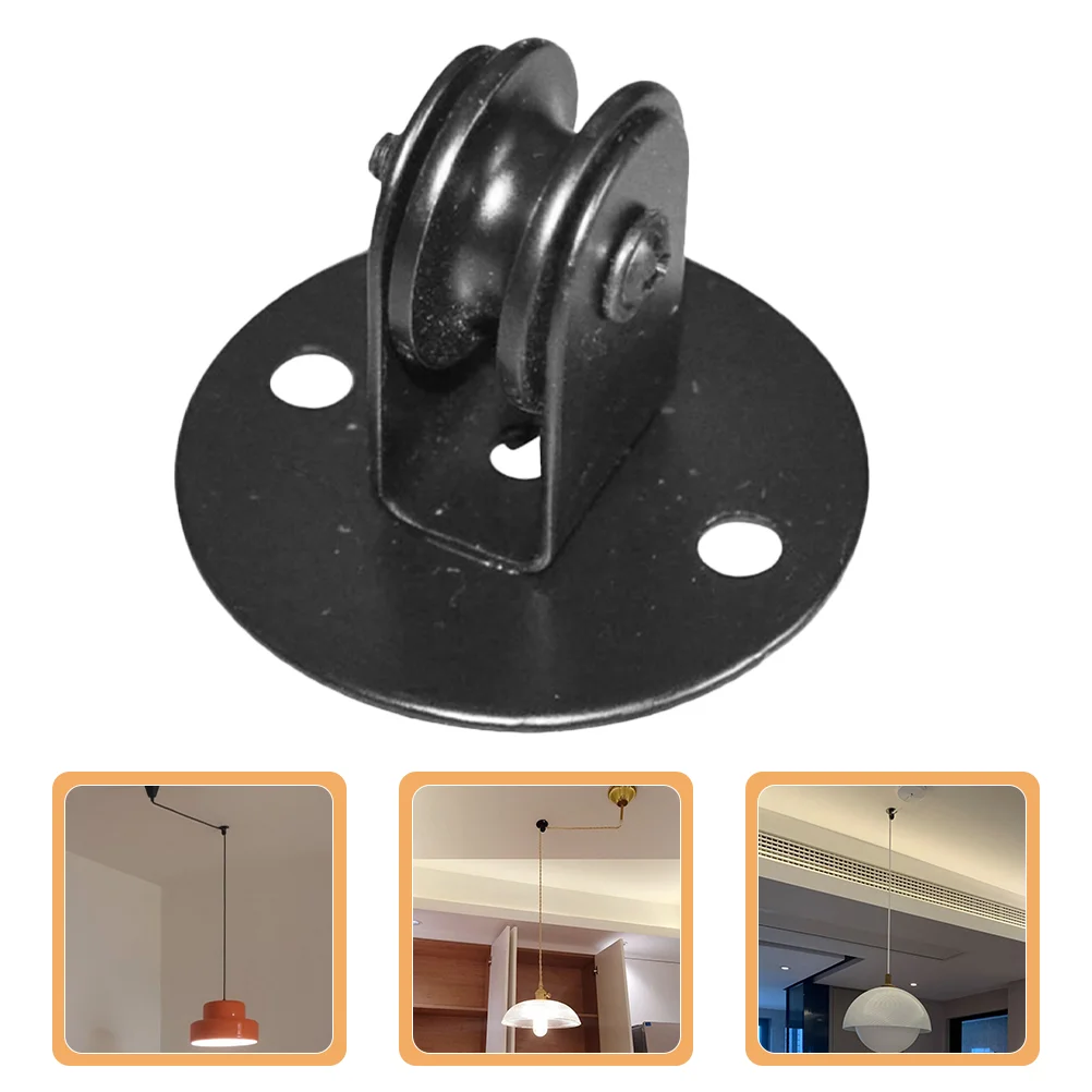 2 Pcs Chandelier Pulley Single Block Ceiling Mount Pulleys for Rope Garage Lamp Wheel Electric Wire