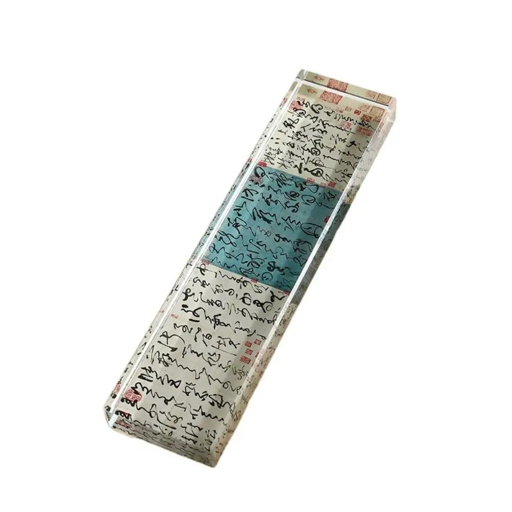 Heavy Enough Clear Crystal Paperweight Pressing Paper Flat Rectangle Chinese Calligraphy Paperweight Smooth Surface Flat Bottom