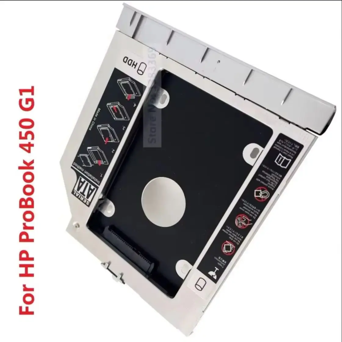 With Bezel Front Panel 2nd 2.5 Hard Drive HDD SSD Optical bay Caddy Frame Bracket for HP ProBook 450 455 G1 Only