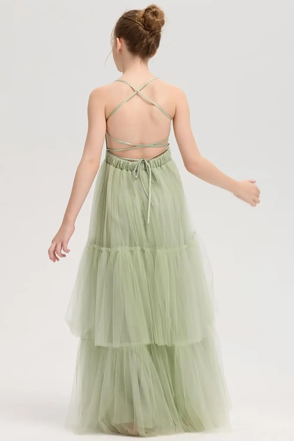 フラワーガールドレス 結婚式用 スパゲッティストラップ ページェントドレス 女の子用 チュール プリンセス プロム ボールガウン ガールズドレス