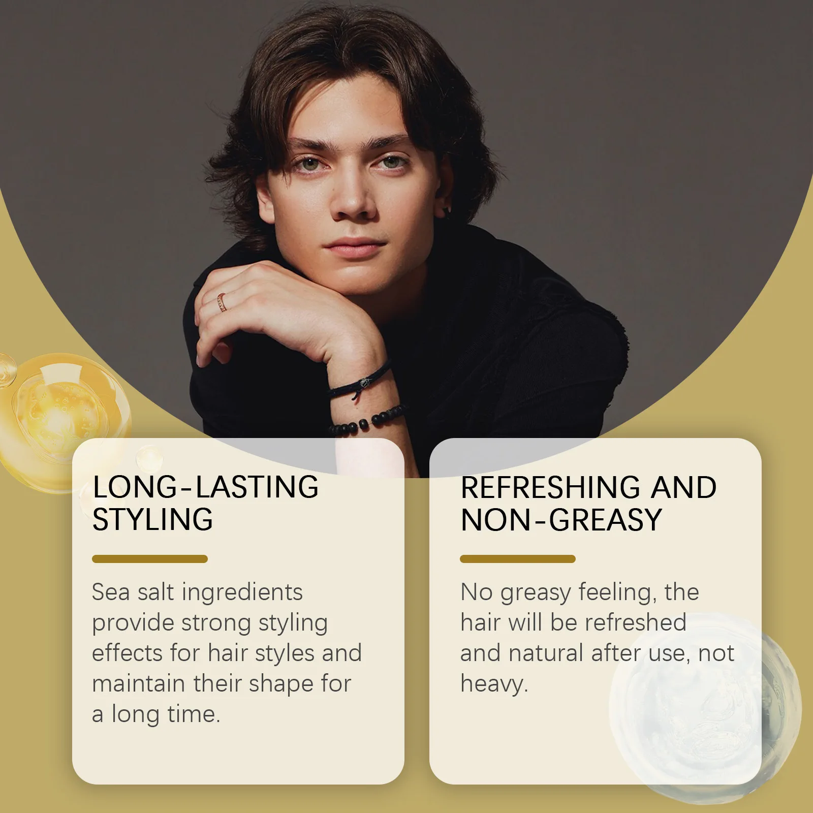 

Sea Salt Hair Styling Wax Instant Texture Lasting Strong Hold Reduce Frizz Add Volume Natural Hairstyle Daily Use Hair Wax Cream