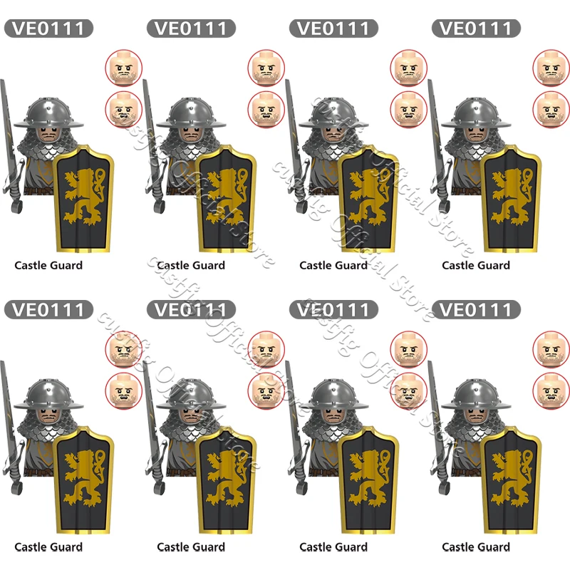 MOC Mittelalterliche Militärburg Ritter Soldat Actionfigur Baustein Lancer Guard Bogenschütze Rüstung Krieger Schild DIY Ziegel Spielzeug